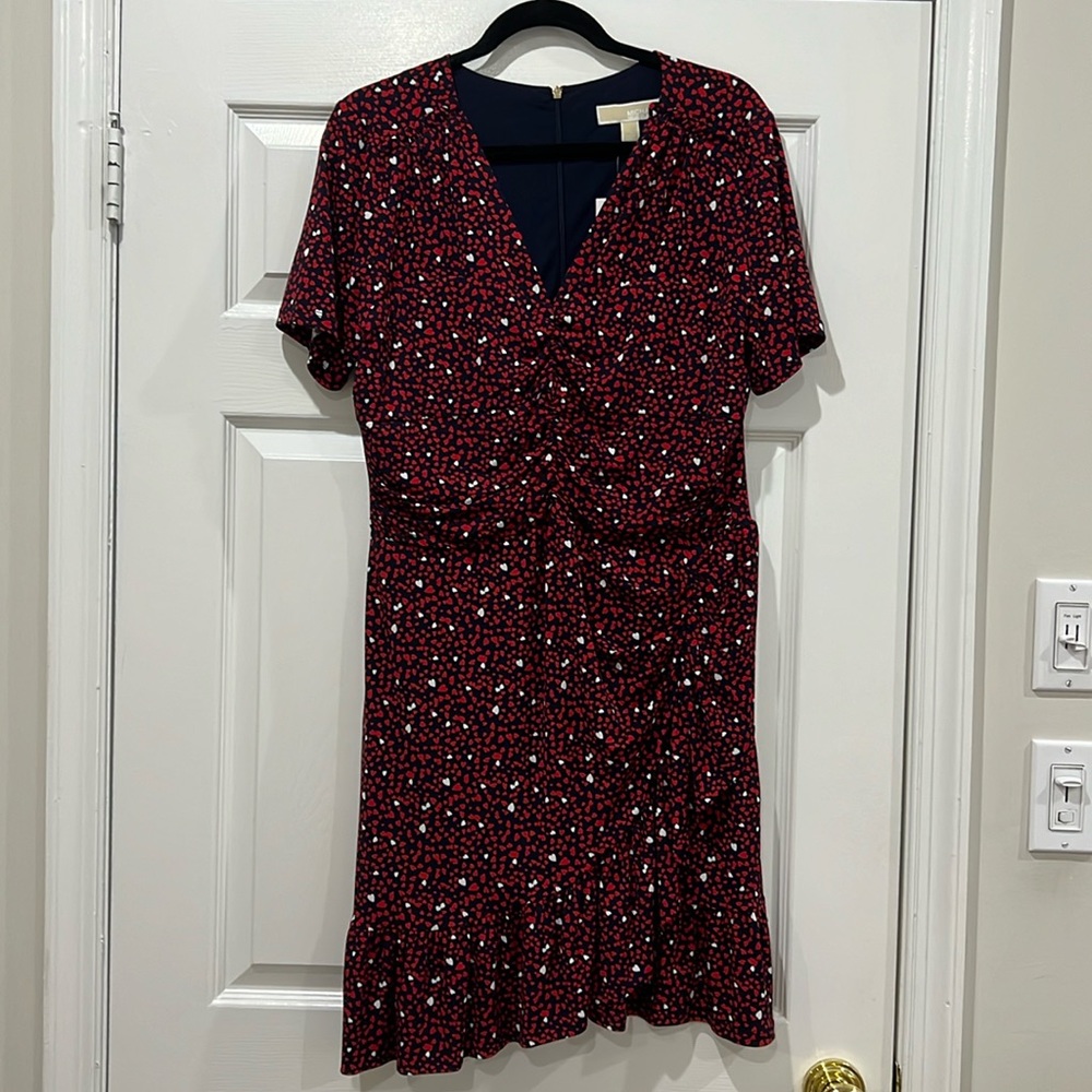 Michael Michael Kors navy, red and white heart dress